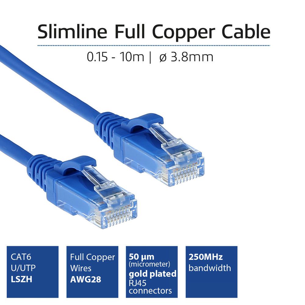 ACT CAT6 U-UTP Patch Cable 2m Blue