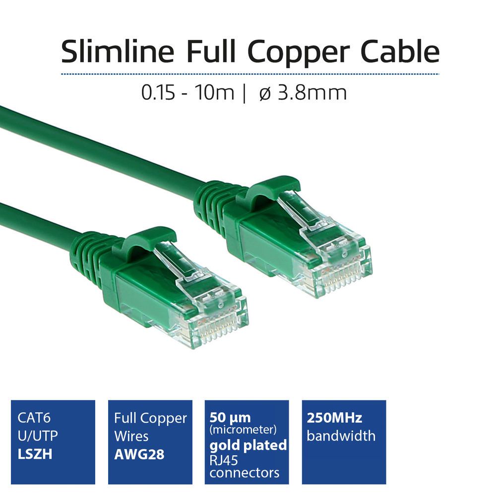 ACT CAT6 U-UTP Patch Cable 0,5m Green