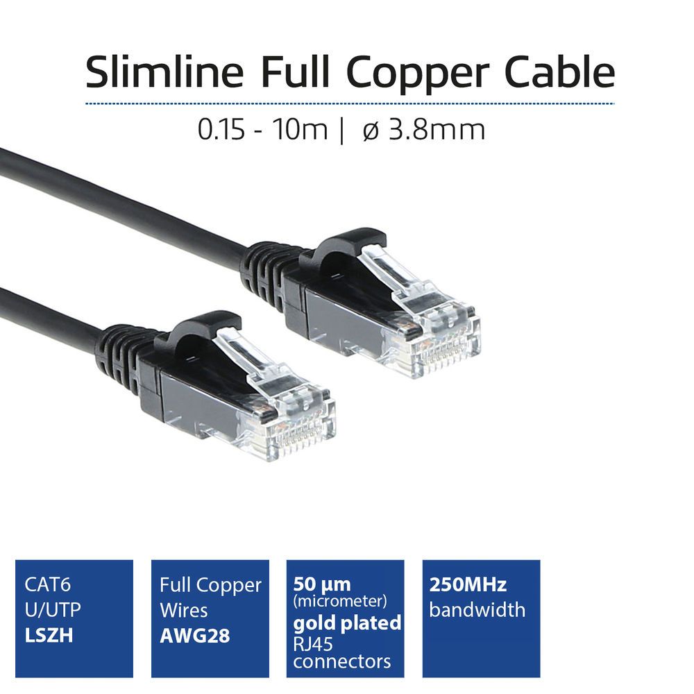 ACT CAT6 U-UTP Patch Cable 0,5m Black