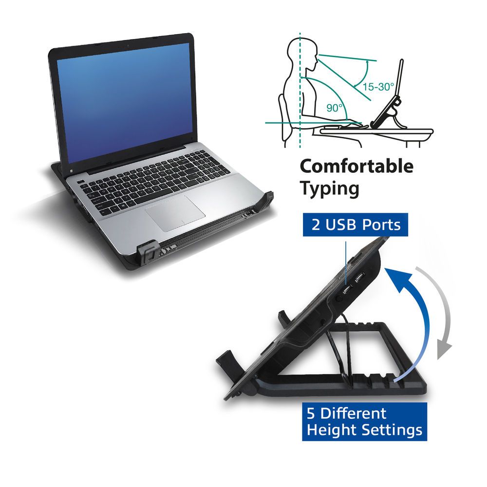 ACT AC8110 17" Laptop Cooling Stand with 2-Port Hub Black