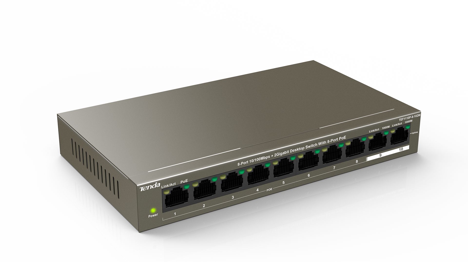 Tenda TEG1110PF-8-102W 8-Port10/100Mbps+2 Gigabit Desktop Switch With 8-Port PoE