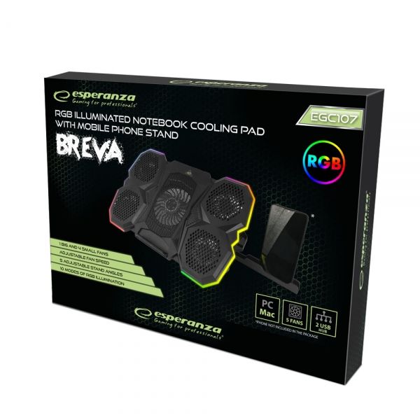 Esperanza Breva RGB Gamer Notebook hűtőpad Black