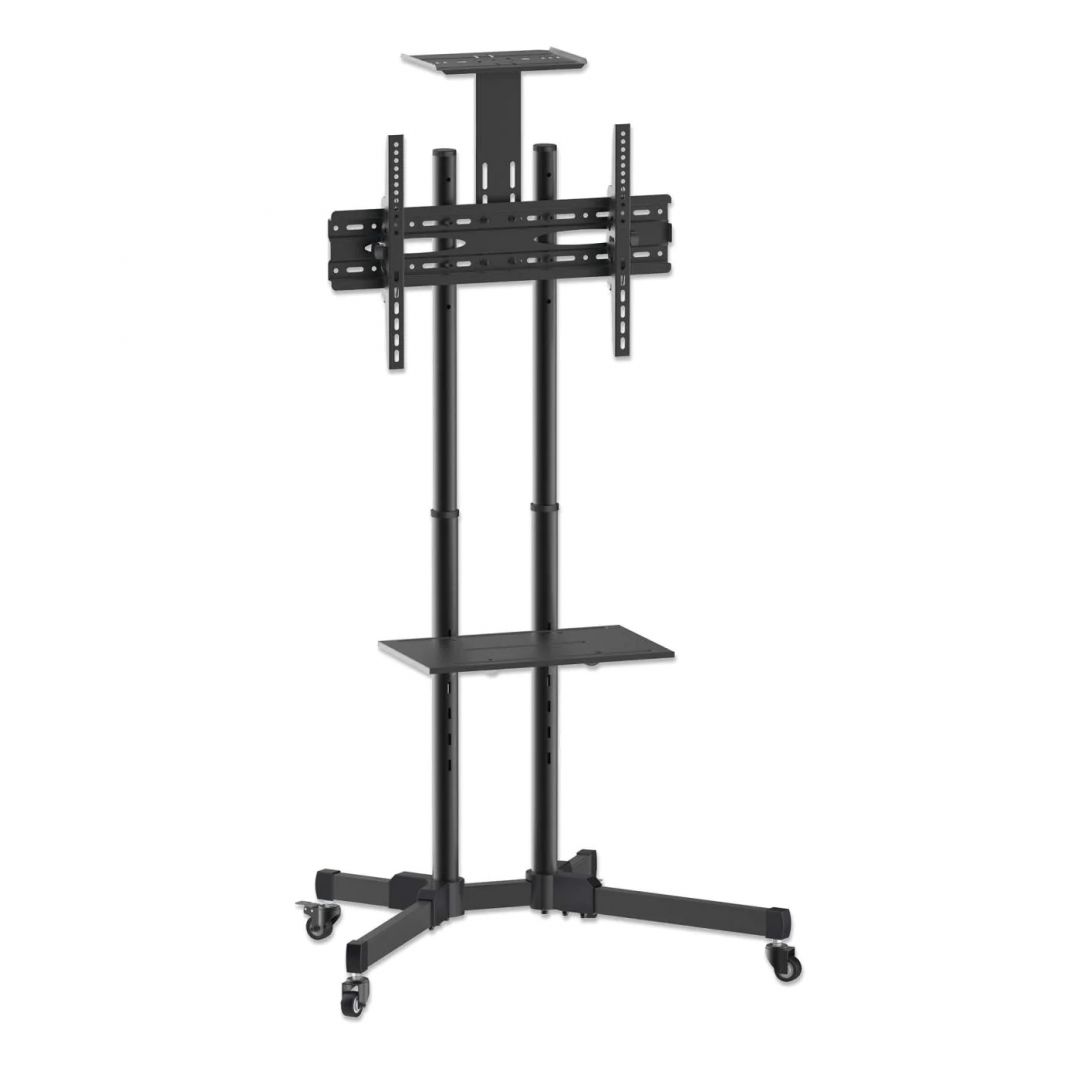 Manhattan Economy Height-Adjustable Multimedia TV Cart Black