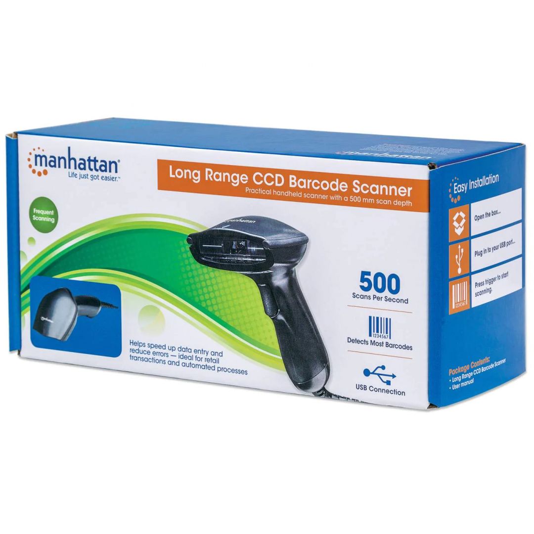 Manhattan Long Range CCD Barcode Scanner Black