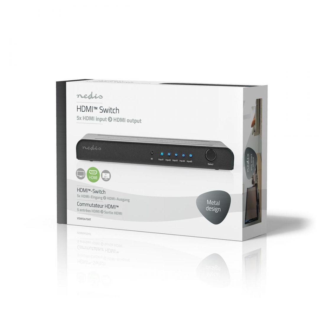 Nedis 5-pontos HDMI Switch Black