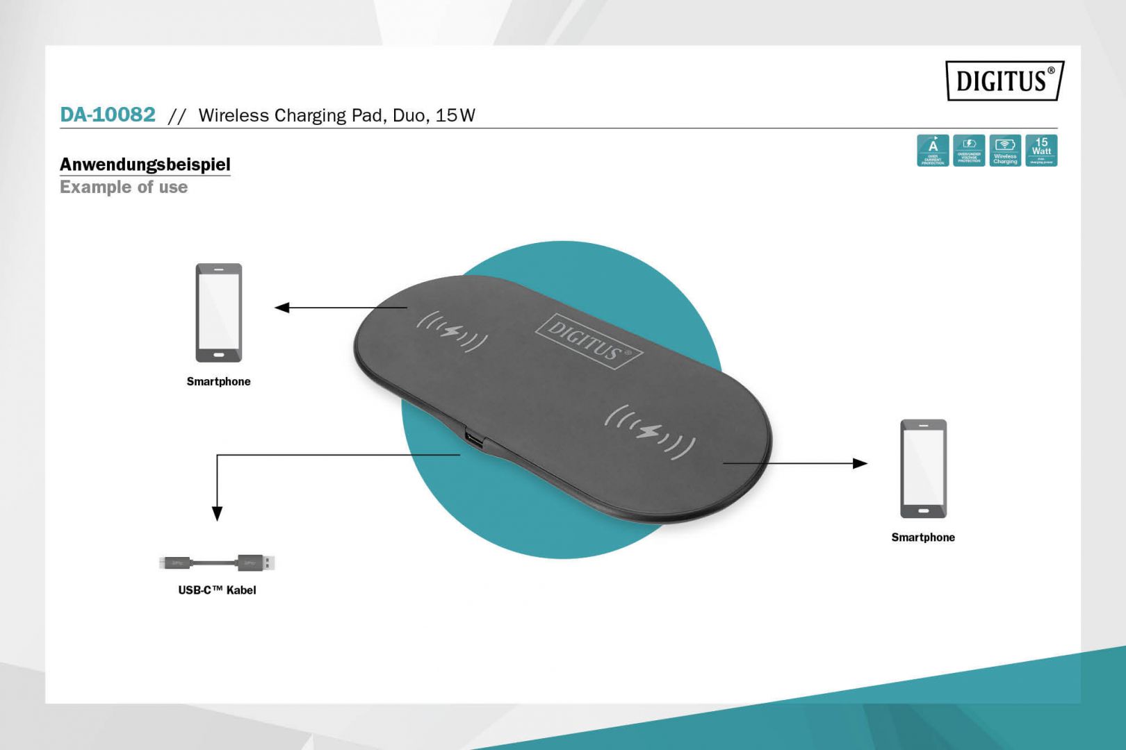 Digitus Wireless Charging Pad Duo 15W Black