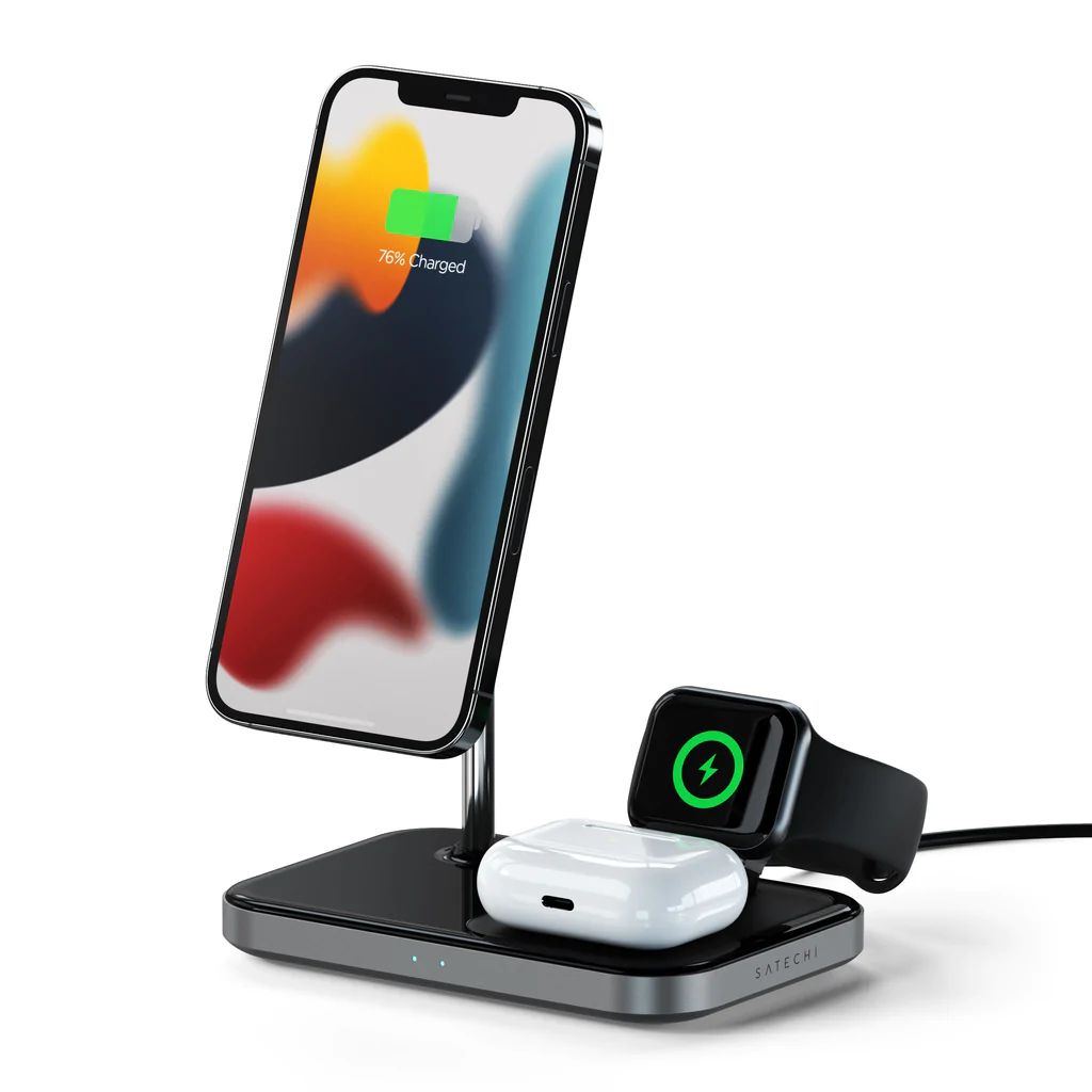 Satechi 3 in 1 Magnetic Wireless Charging Stand Black/Grey