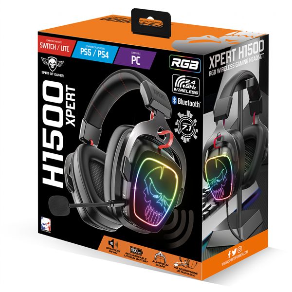 Spirit Of Gamer XPERT XH1500 Wireless RGB Headset Black