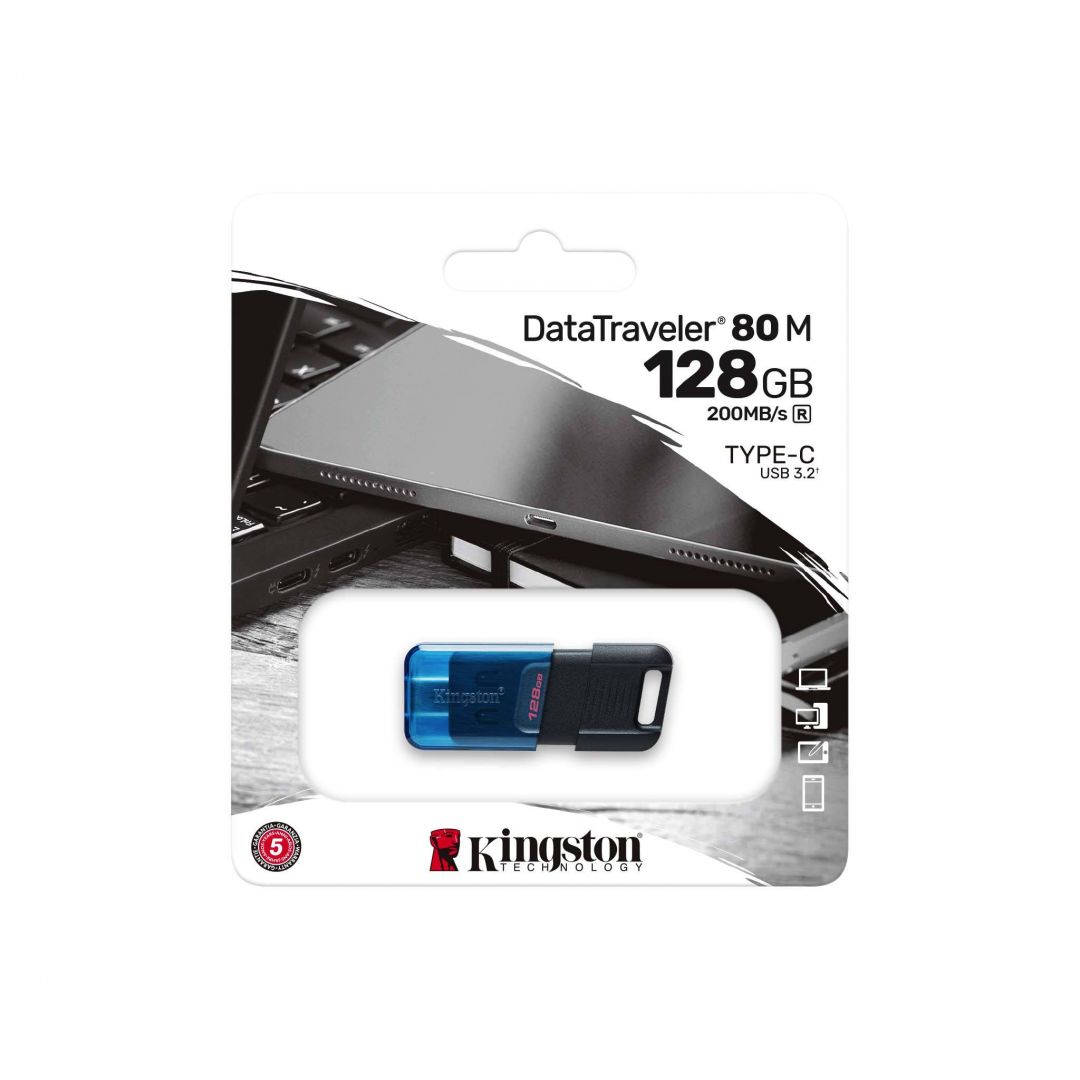 Kingston 128GB DataTraveler 80 M USB-C Gen 1 USB3.2 Black/Blue