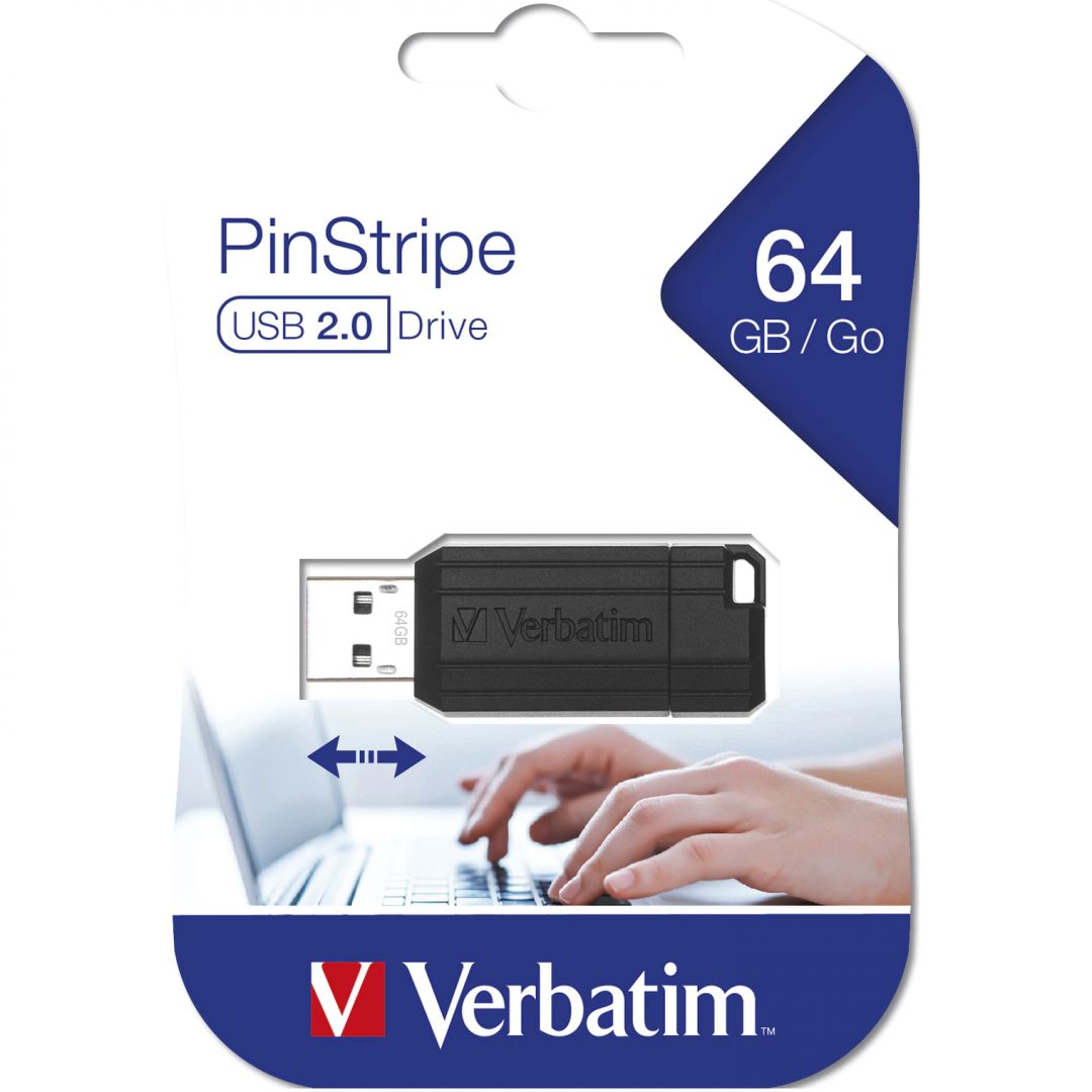 Verbatim 64GB Pinstripe USB2.0 Black