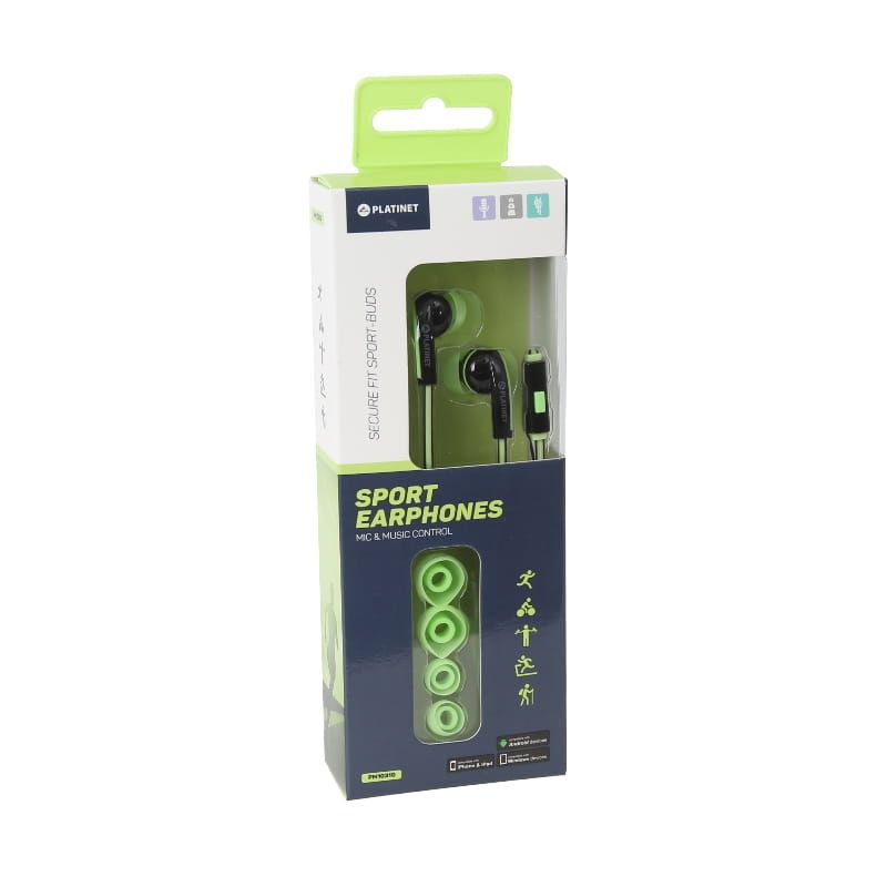 Platinet PM1031 In-Ear Earphones + Mic Sport Green