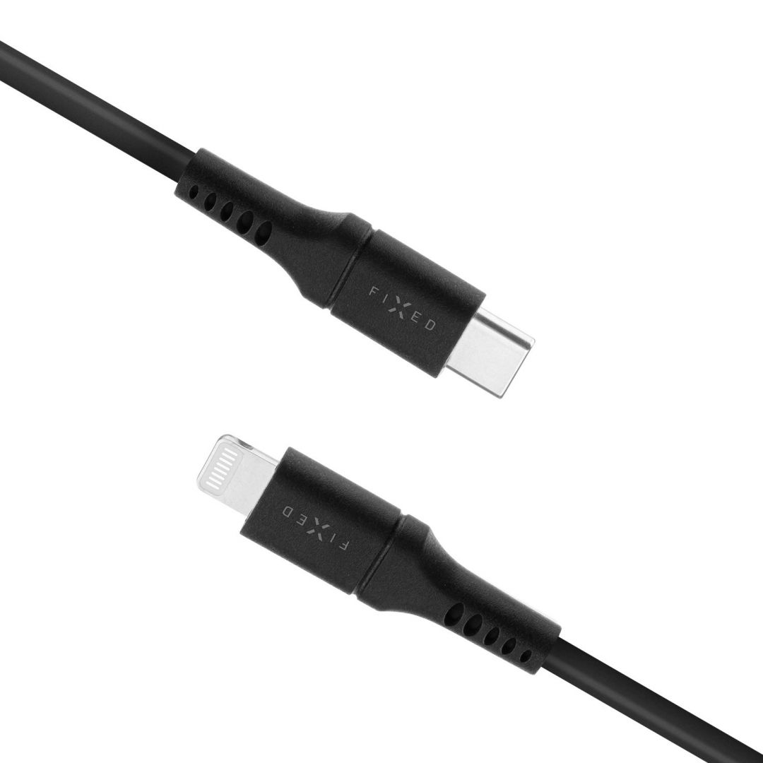 FIXED Liquid Silicone Cable USB-C/Lightning, 0,5m, black