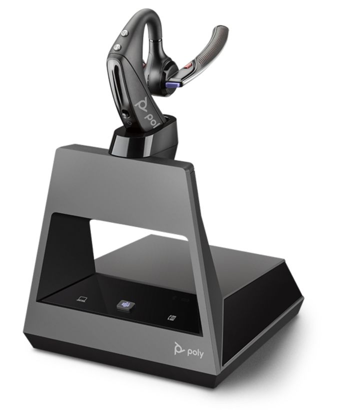 Poly Plantronics Voyager 5200-M Office with Charging Stand Wireless Bluetooth Headset Black