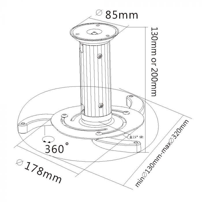 EQuip Projector Ceiling Mount Bracket