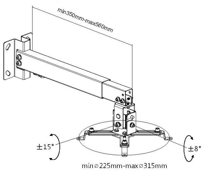 EQuip Projector Ceiling Wall Mount Bracket White