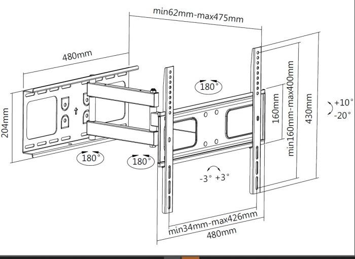 EQuip 32"-55” Articulating TV Wall Mount Bracket