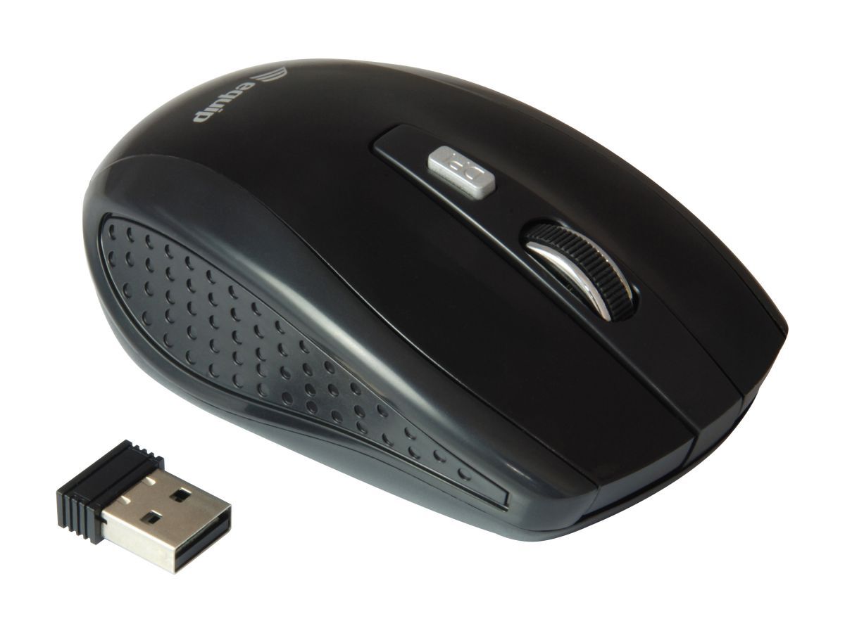 EQuip Optical Wireless 4-Button Travel Mouse Black