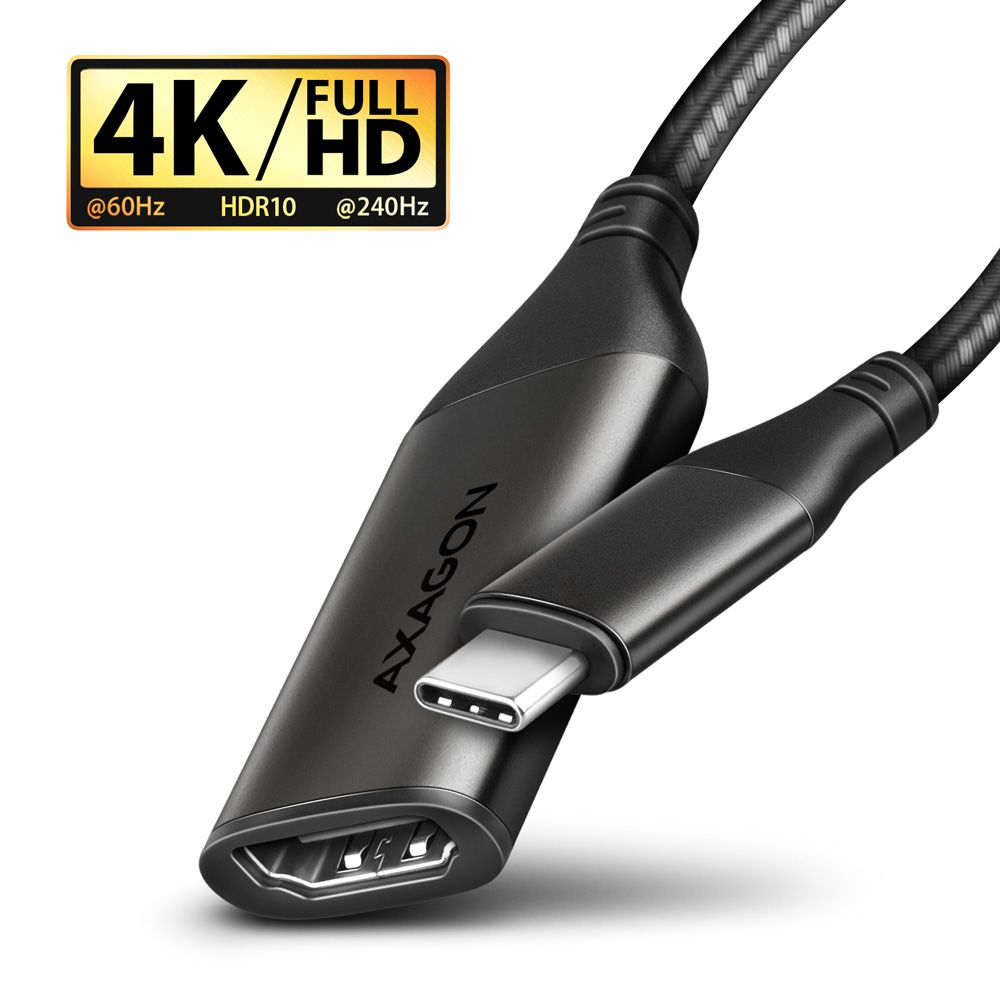 AXAGON RVC-HI2M USB-C -> HDMI 2.0 adapter 4K/60Hz Aluminum 0,25m cable Black