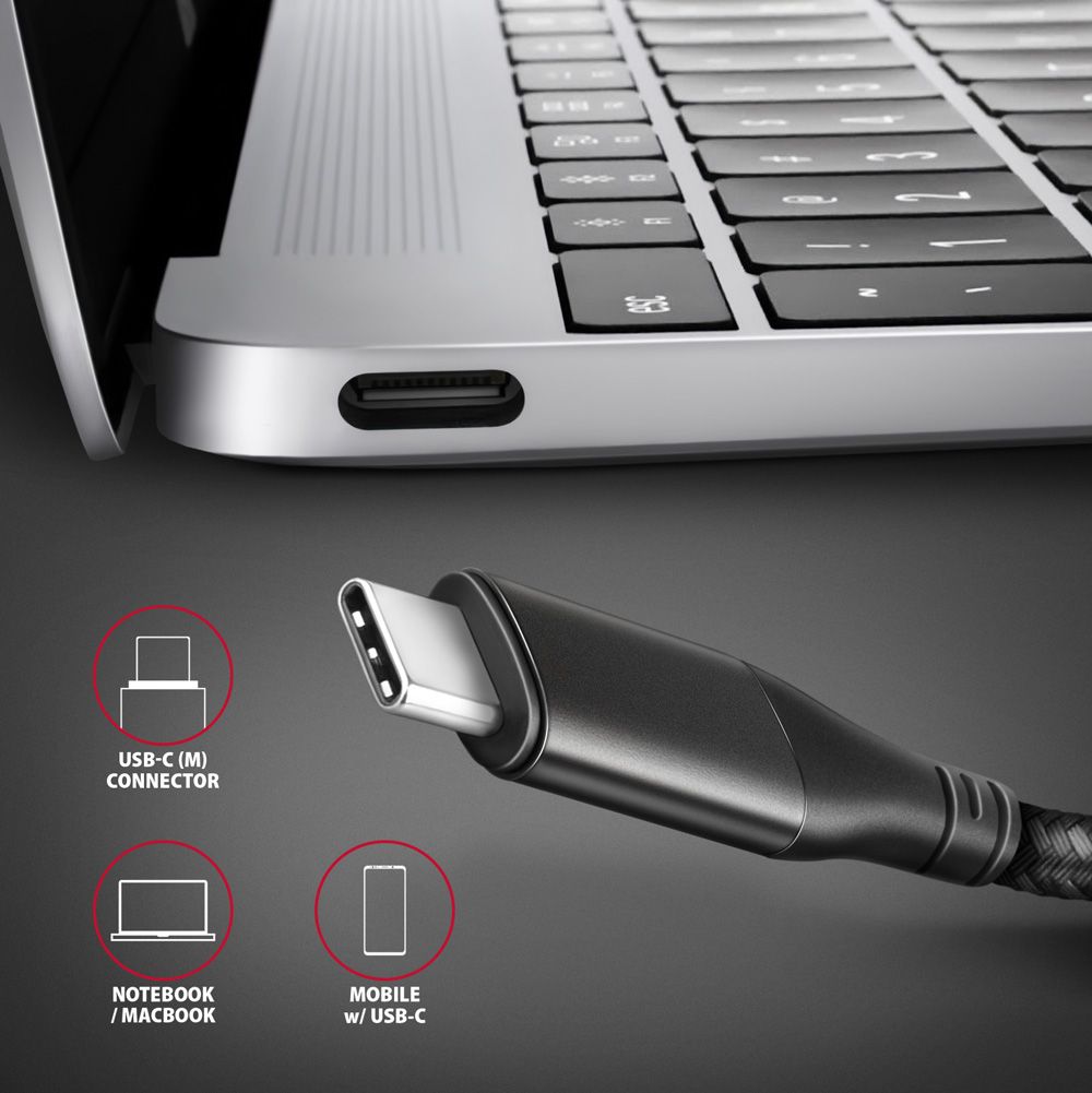 AXAGON RVC-HI2MC USB-C -> HDMI 2.0 adapter 4K/60Hz Aluminum 1,8m cable Black