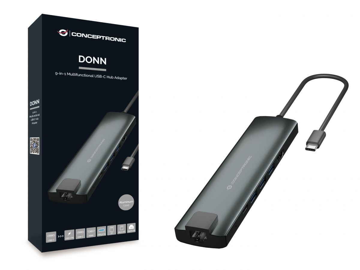 Conceptronic  DONN06G 9in1 USB3.2 Gen 1 Docking Station Grey