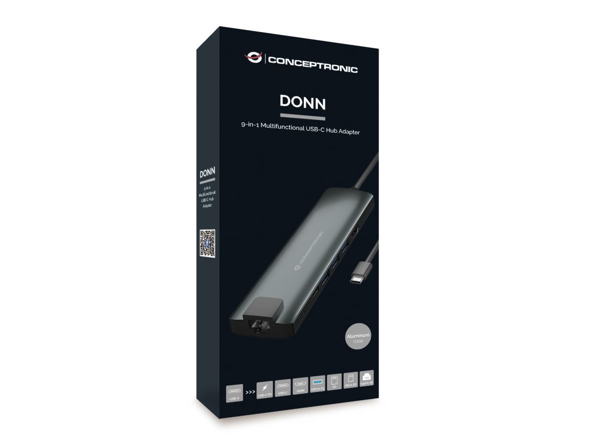 Conceptronic  DONN06G 9in1 USB3.2 Gen 1 Docking Station Grey