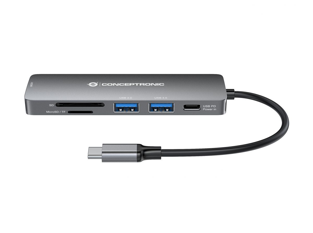 Conceptronic  DONN11G 6in1 USB3.2 Gen 1 Docking Station Grey