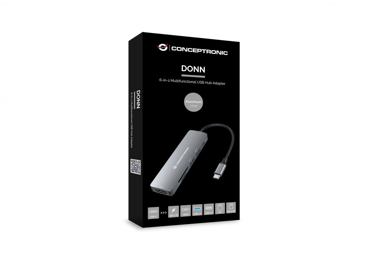 Conceptronic  DONN11G 6in1 USB3.2 Gen 1 Docking Station Grey