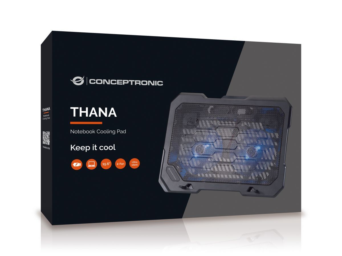 Conceptronic  THANA01B 2-Fan Laptop Cooling Pad Black