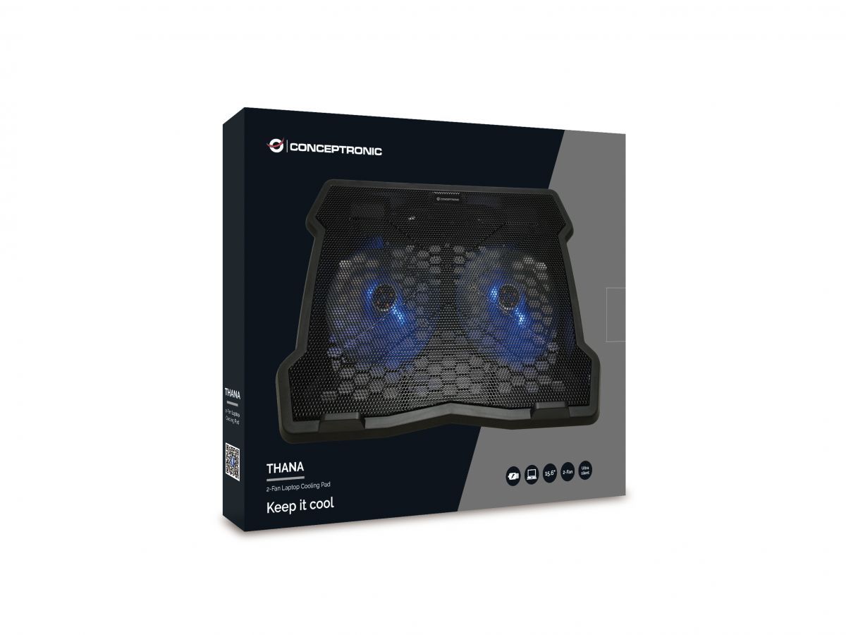 Conceptronic  THANA06B 2-Fan Laptop Cooling Pad Black