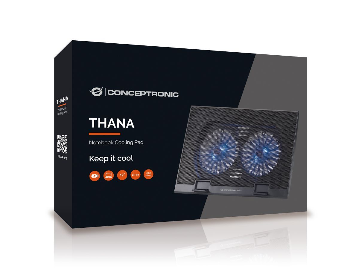 Conceptronic  THANA02B 2-Fan Laptop Cooling Pad Black