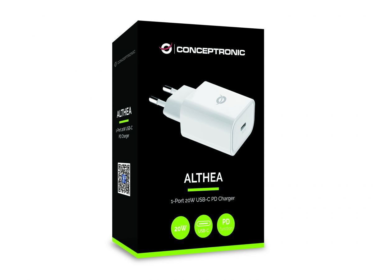 Conceptronic  ALTHEA07W 1-Port 20W USB-C PD Charger Adapter White