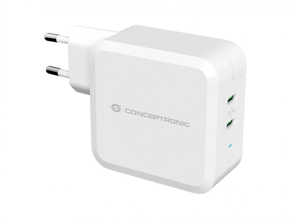 Conceptronic  ALTHEA08W 2-Port 100W GaN USB PD Charger Adapter White