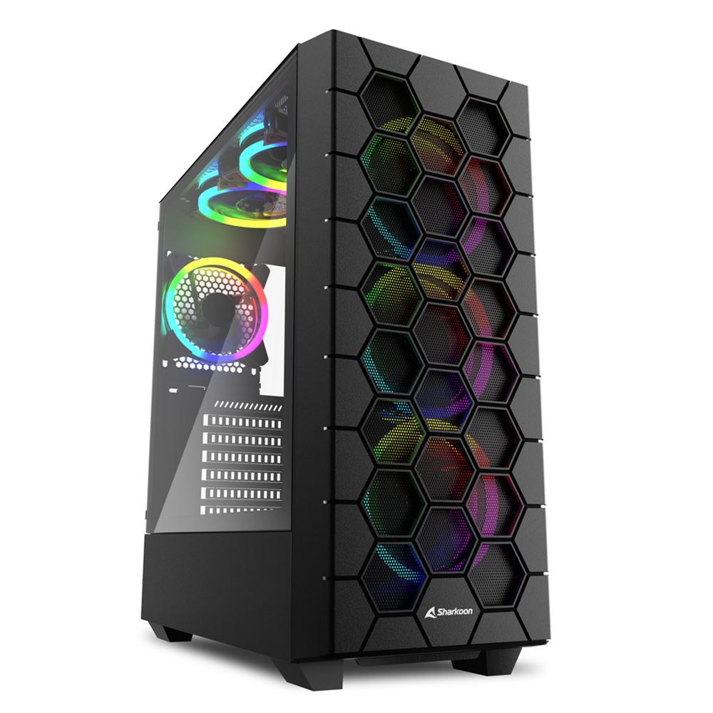 Sharkoon RGB Hex Tempered Glass Black