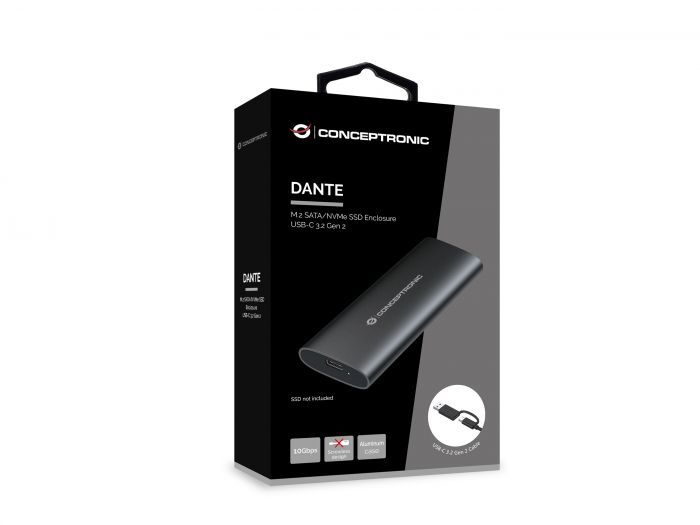 Conceptronic  M.2 SATA/NVMe SSD Enclosure USB 3.2 Gen 2 Dual Protocol