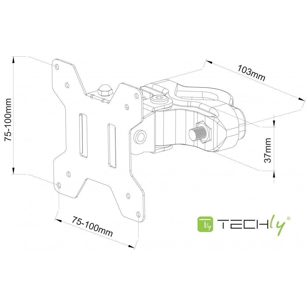 TECHLY  13"-30" Pole Mount Bracket for TV Black