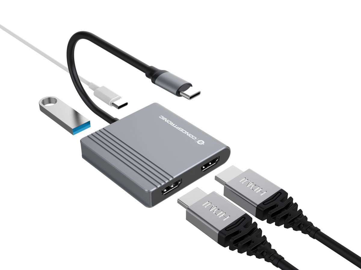 Conceptronic  DONN13G 4in1 USB3.2 Gen 1 Docking Station Grey