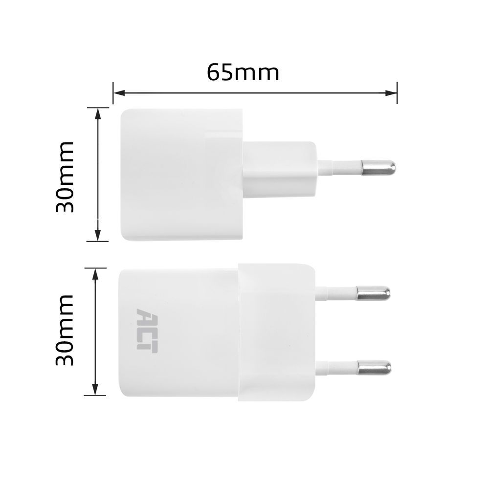 ACT AC2120 Compact USB-C Charger 20W with Power Delivery White