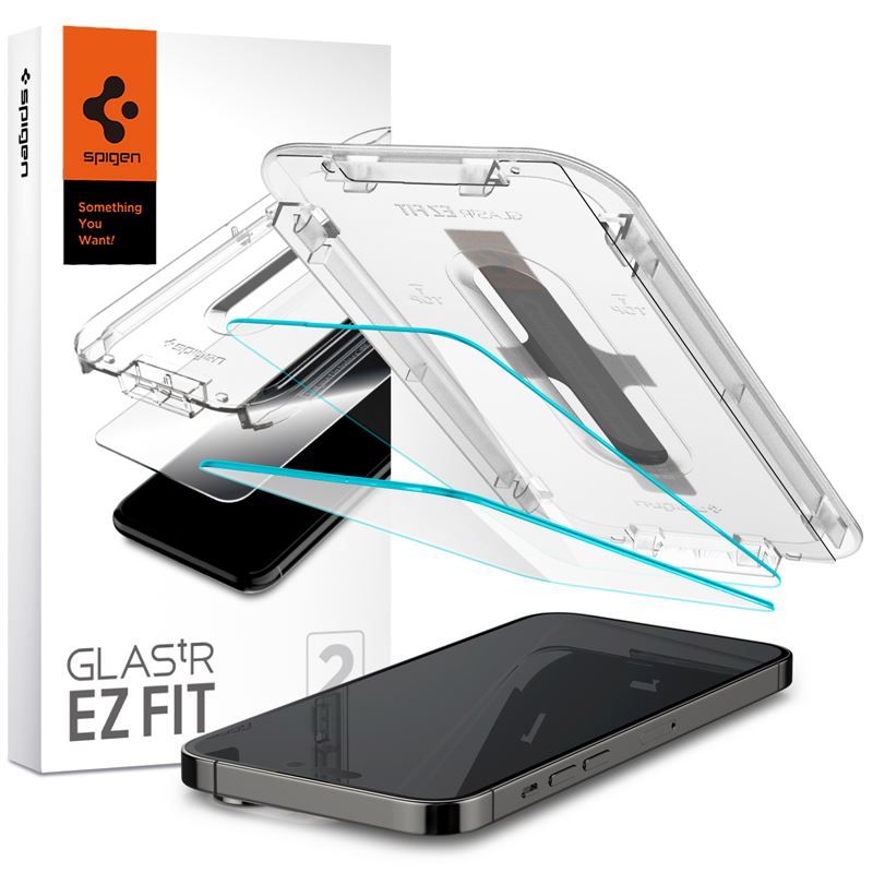 Spigen Glass tR EZ Fit 2 Pack, Transparency Sensor Protection - iPhone 14 Pro Max