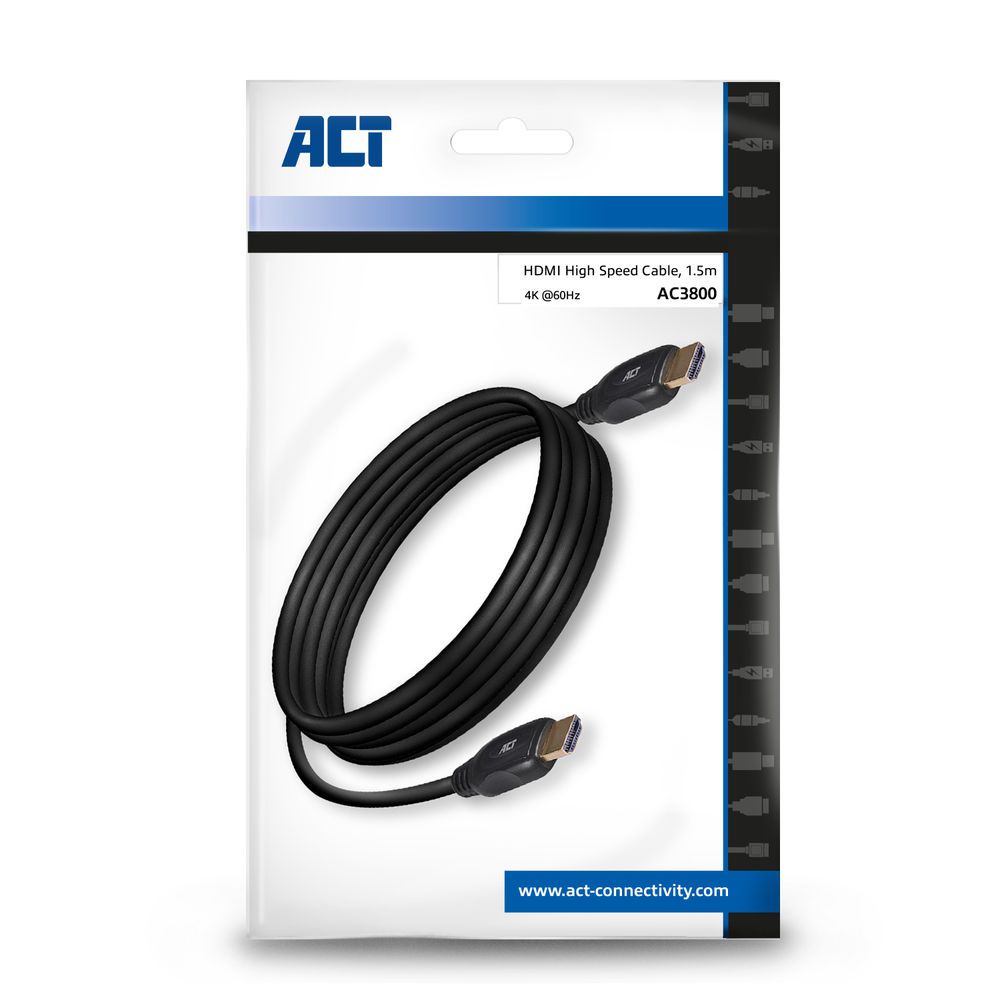 ACT AC3800 HDMI high speed video cable v2.0 HDMI-A male - HDMI-A male 1,5m Black