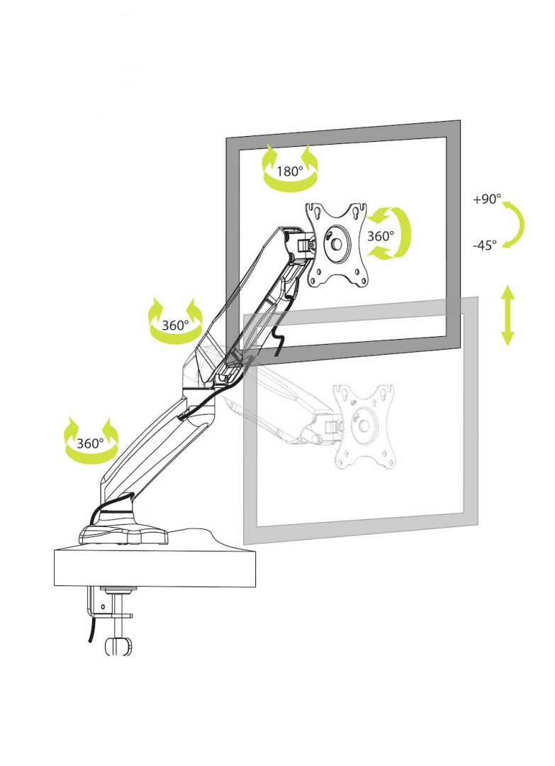 Port Designs Desk Mount Monitor Display Arm Black