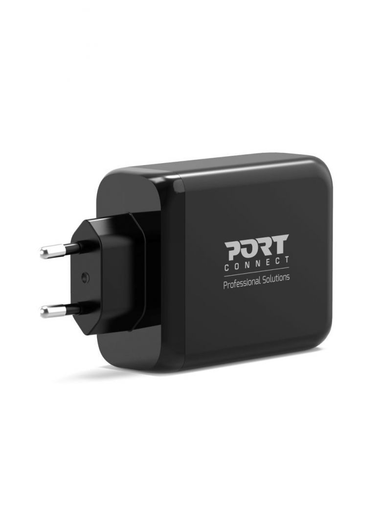 Port Designs 120W GaN Charger USB-C & USB-A Power Delivery and Quick Charge Black