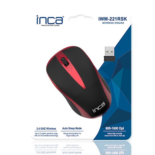 INCA IWM-221RSK Wireless mouse Black/Red