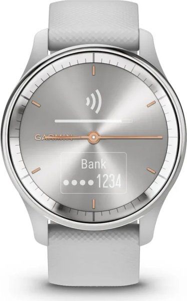 Garmin Vivomove Trend Silver Stainless Steel Bezel with Mist Gray Case and Silicone Band