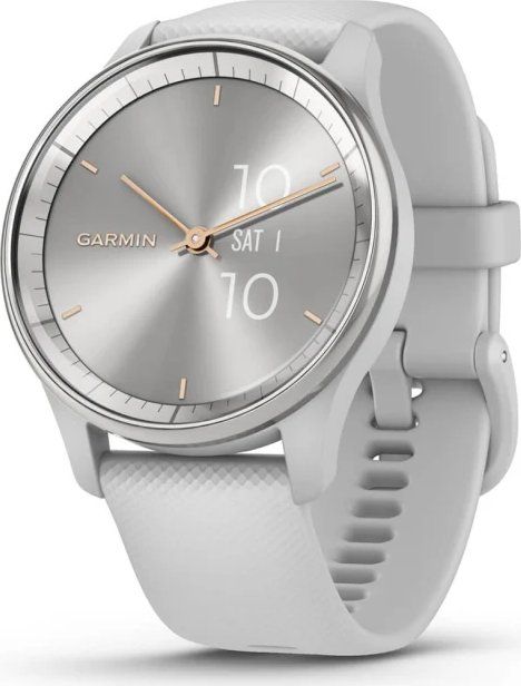 Garmin Vivomove Trend Silver Stainless Steel Bezel with Mist Gray Case and Silicone Band