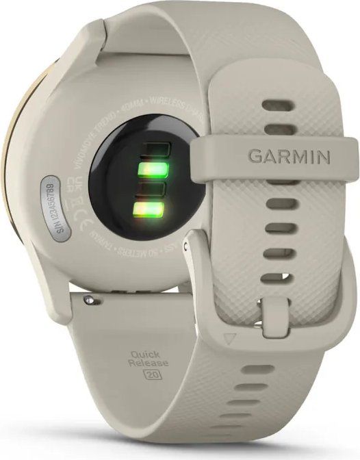 Garmin Vivomove Trend Cream Gold Stainless Steel Bezel with French Gray Case and Silicone Band