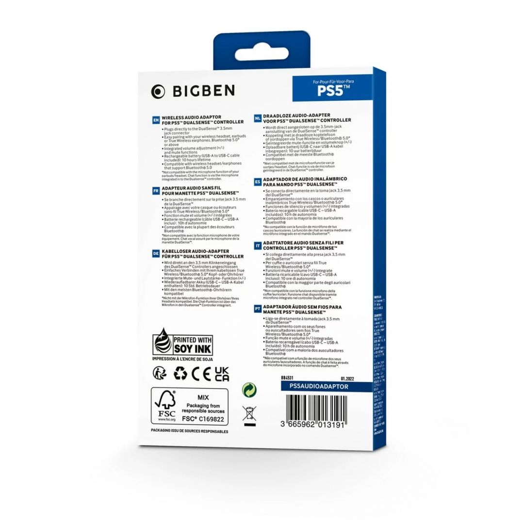 Bigben Interactive Vezeték nélküli audio adaptor PS5 DualSense kontrollerhez (PS5)