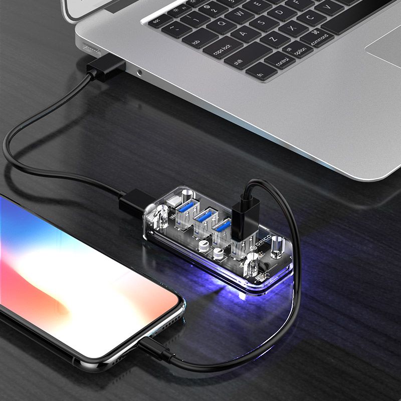 Orico F4U-U3-CR-BP 4-portos USB3.0 HUB Transparent