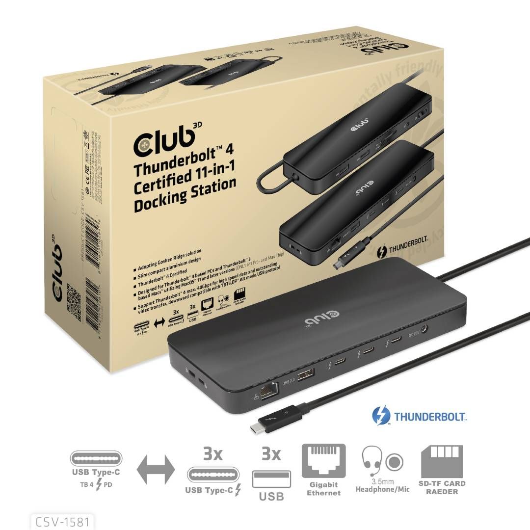 Club3D Thunderbolt 4 Certified 11-in-1 Docking Station