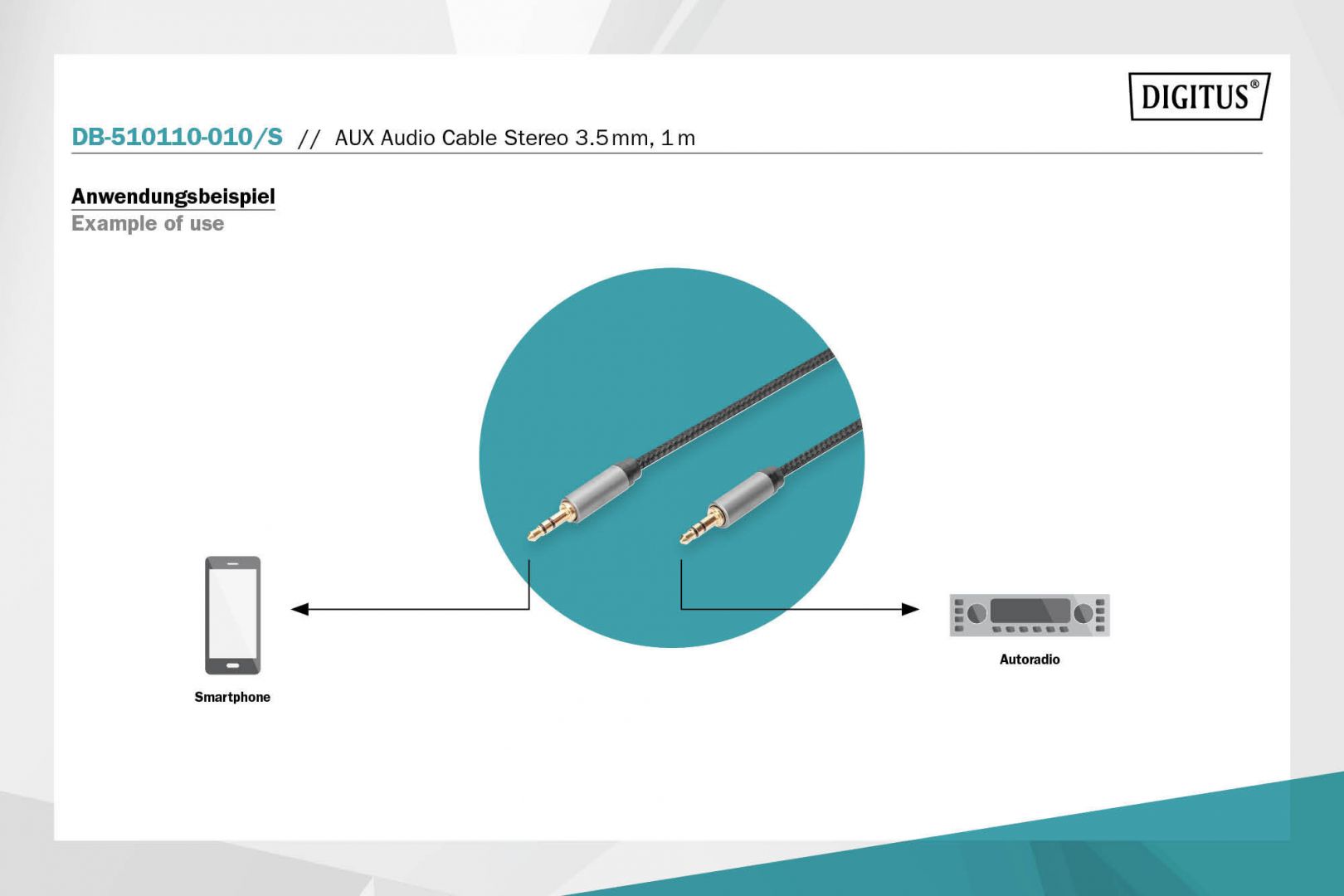 Digitus DB-510110-010-S Audio Connection Cable 3.5mm jack to 3.5mm jack 1m Black