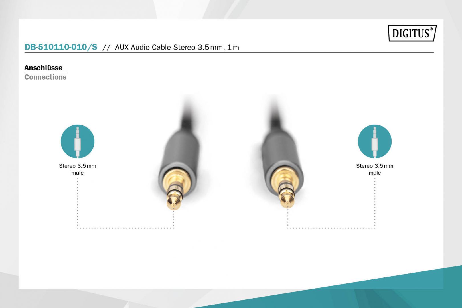 Digitus DB-510110-010-S Audio Connection Cable 3.5mm jack to 3.5mm jack 1m Black